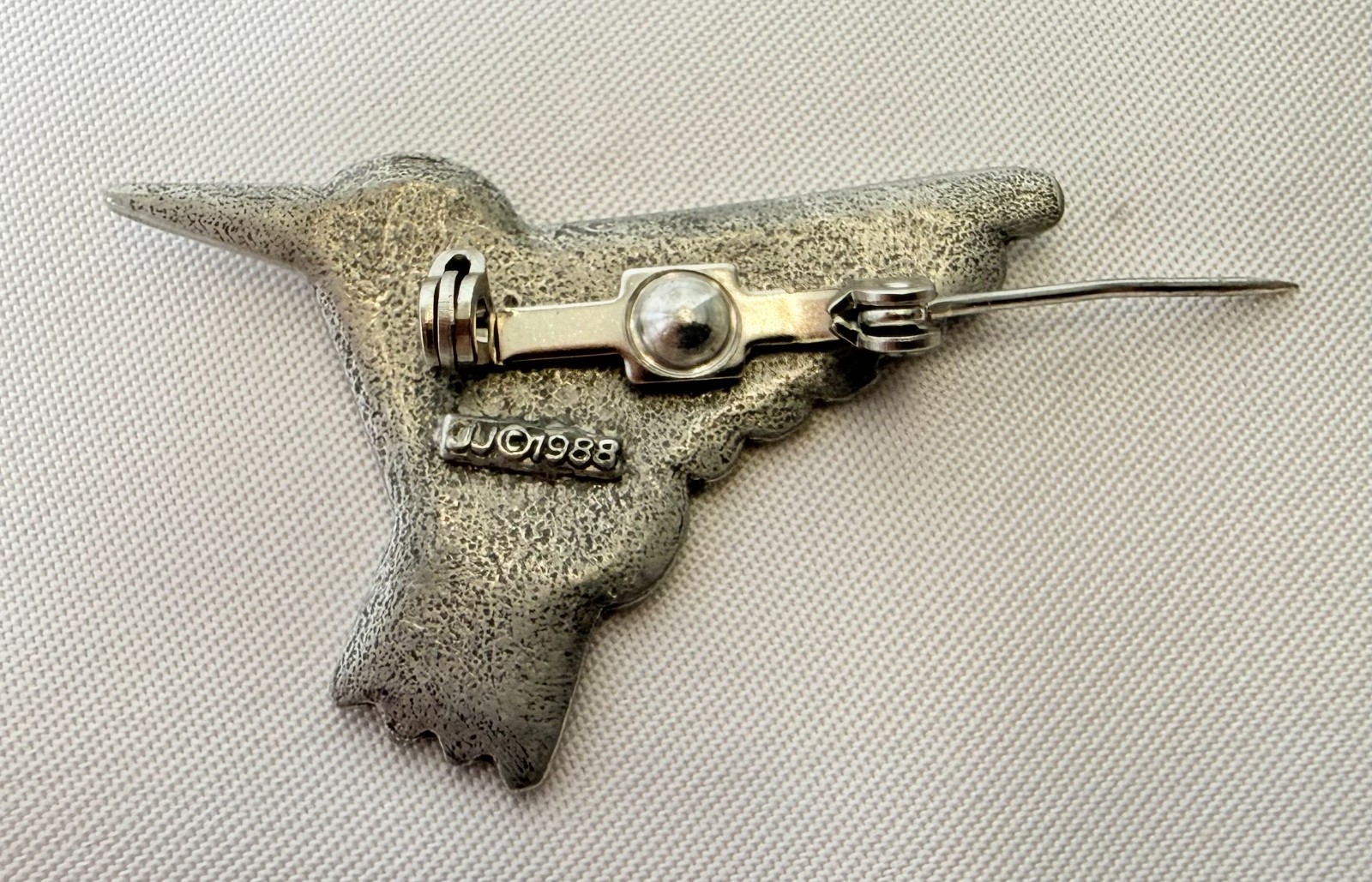 Vintage JJ JONETTE Silver Tone Pewter South Western Bird Pin Brooch 1988
