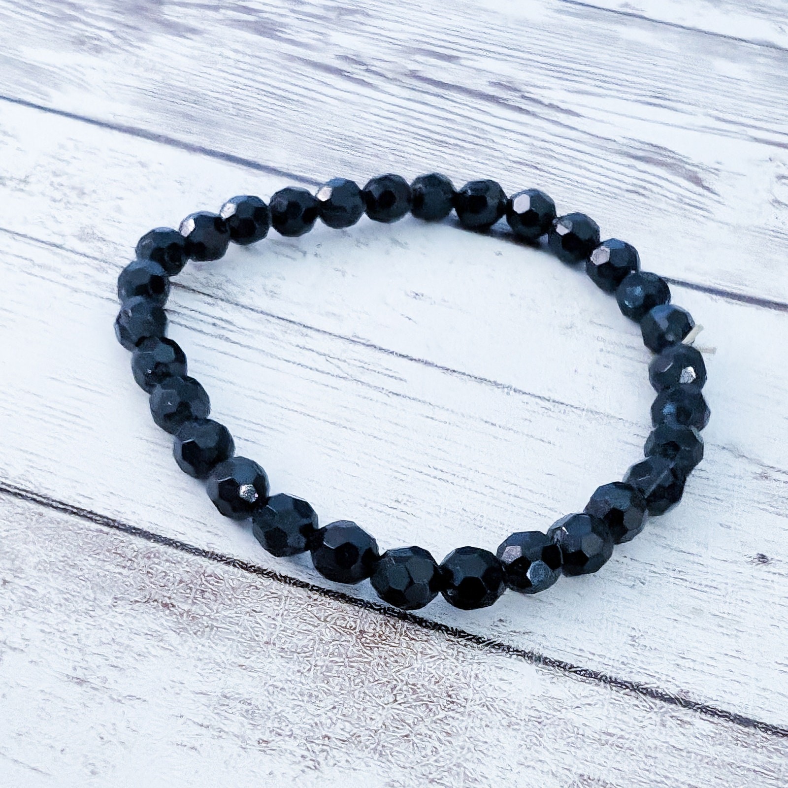 Vintage Stretch Bracelet Dainty Black Beaded