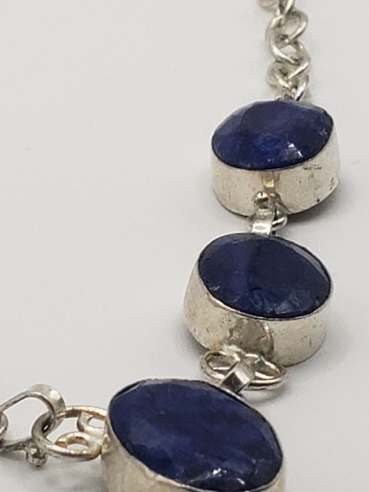 9.25 Deep Blue Faceted Kyanite Gemstone Bezel Setting Hook Clasp Necklace