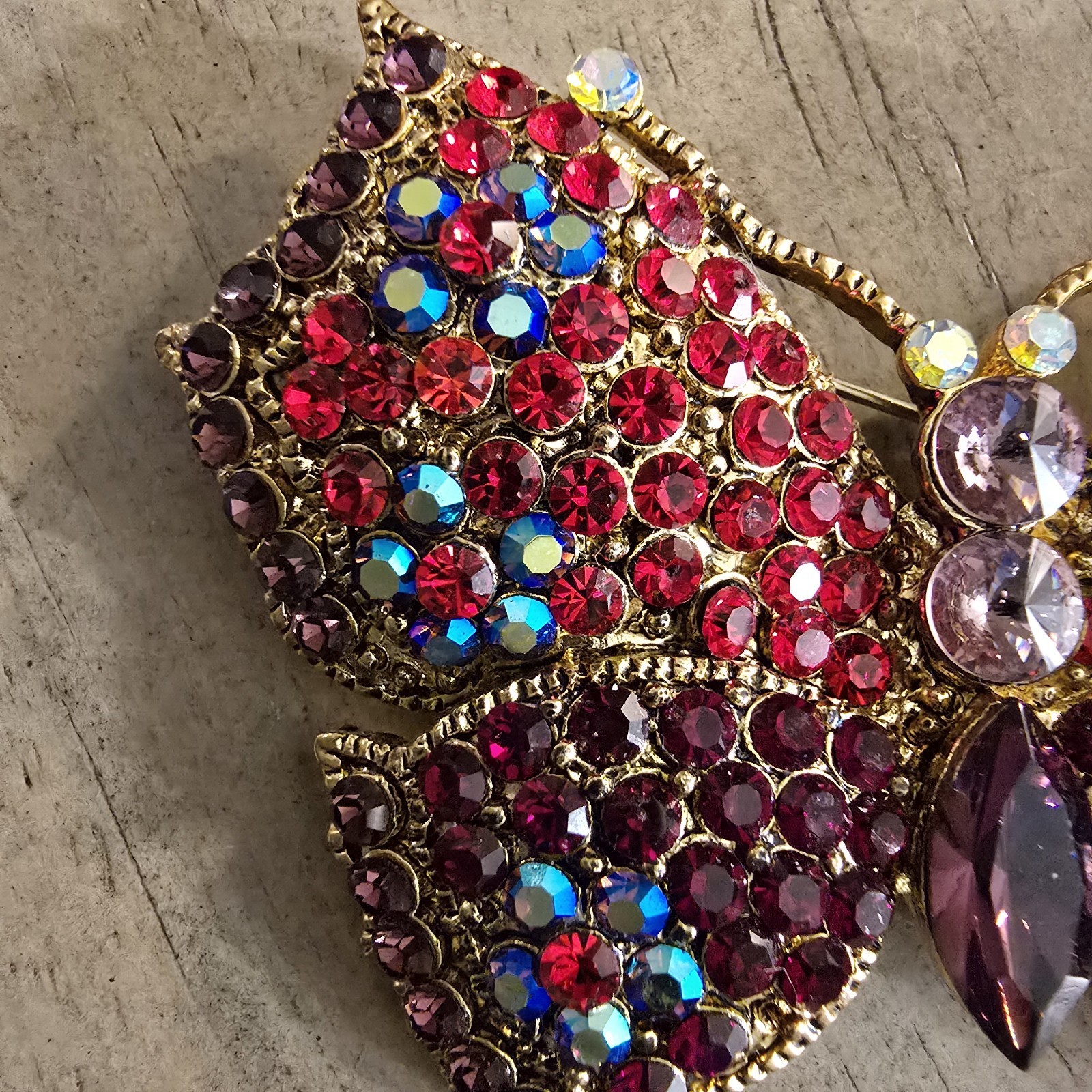 Vintage Rhinestone Butterfly Brooch