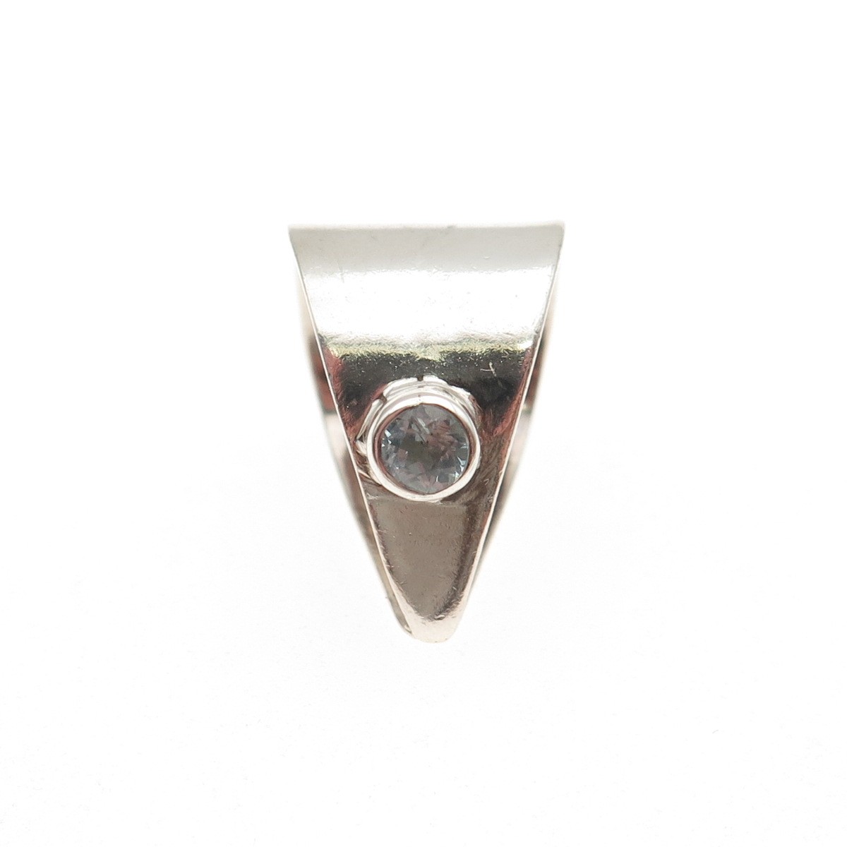 925 Sterling Silver Vintage Real Round-Cut Blue Topaz Bail for Pendant