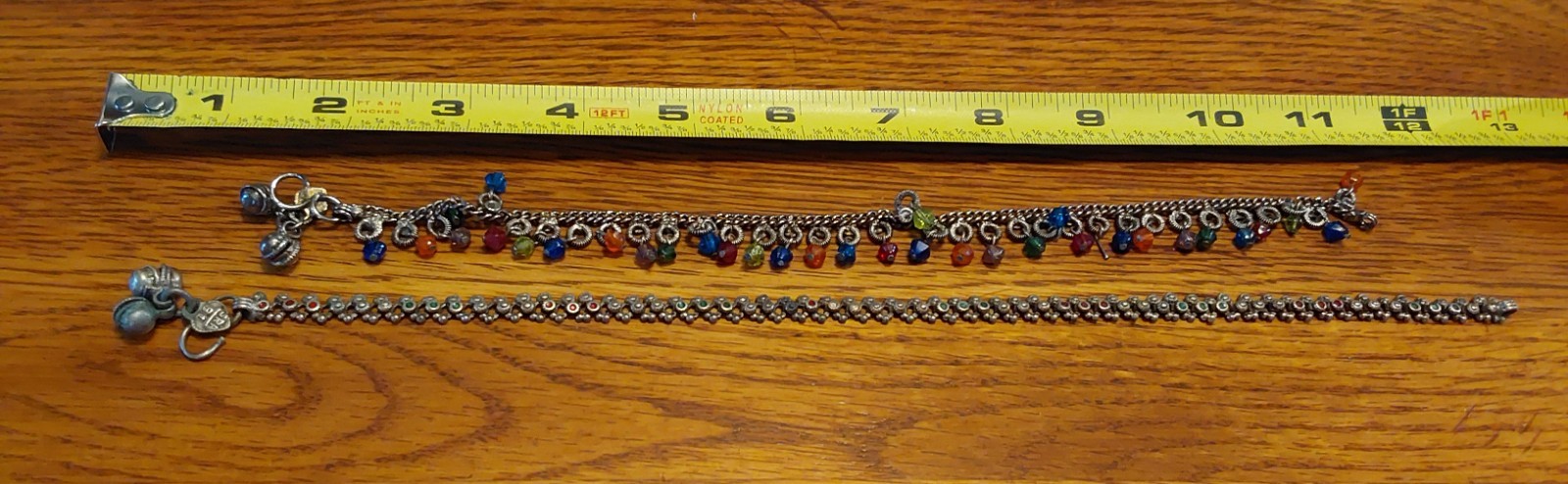 Vintage Fashion Jewelry MARKED Nice, Intricate Silver Metal w/Colorful Inserts