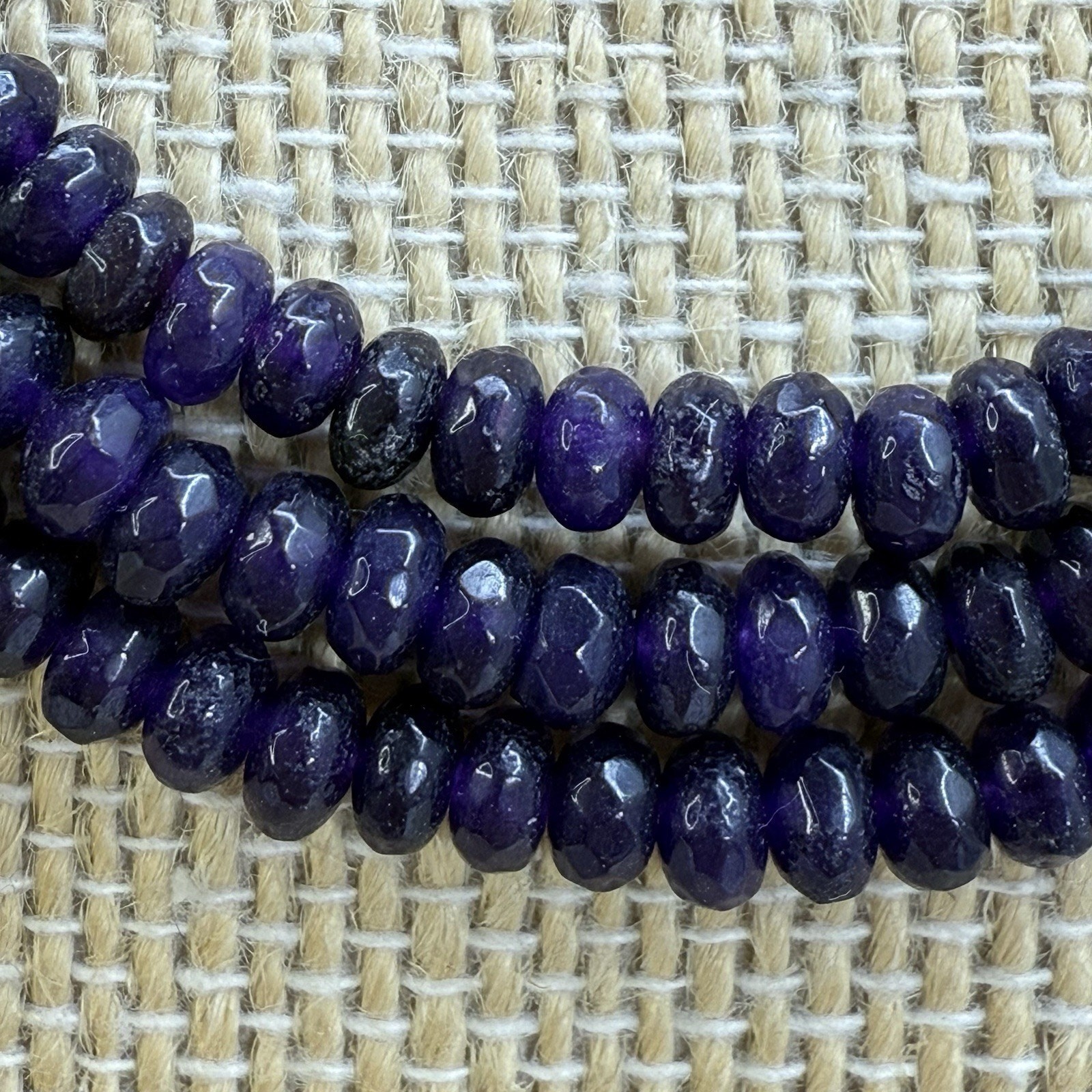 Vintage 3 Strand Purple Iolite Bead Necklace Faceted Iolite Floral Clasp