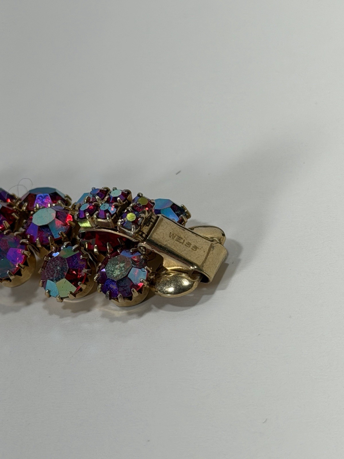 Vintage Signed Weiss AB Rhinestone Bracelet 7.5”