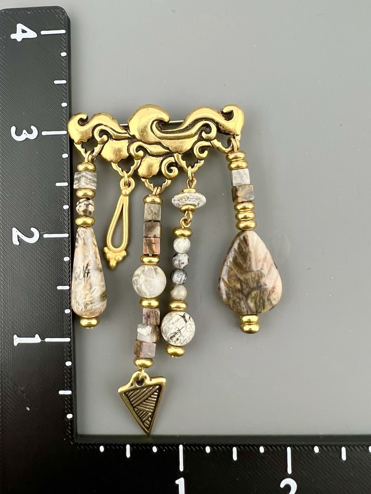 Vintage Brooch Pendant Lot Abalone Shell Stone Boho Natural Silver Gold Tone
