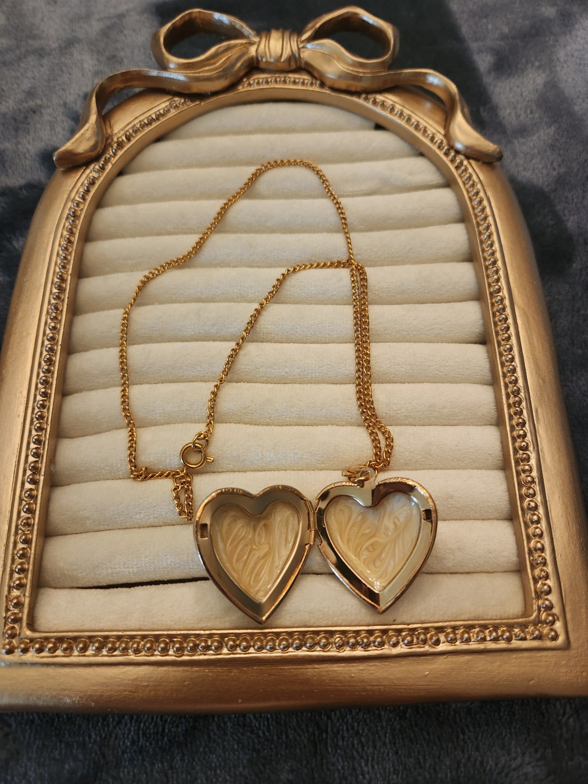 Kirks Folly Lavender Glass Dream Angel Cameo heart-Shaped Locket Necklace