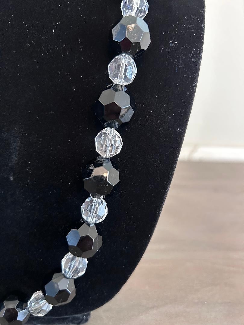 Necklace Black Clear Chunky Long Statement Oversized Beaded Glam Chic Y2K 2000s