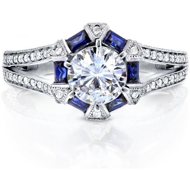 1.38Ct White Round Cut Simulated Diamond Art Deco Wedding Sterling Silver Ring