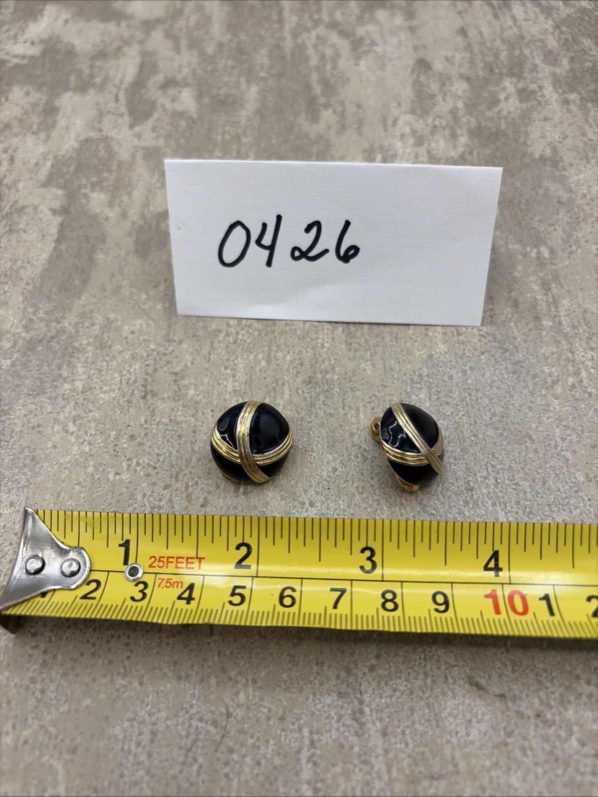 Vtg Monet Clip-on Earrings With Black Enamel Finish And Gold Tone Cross Design