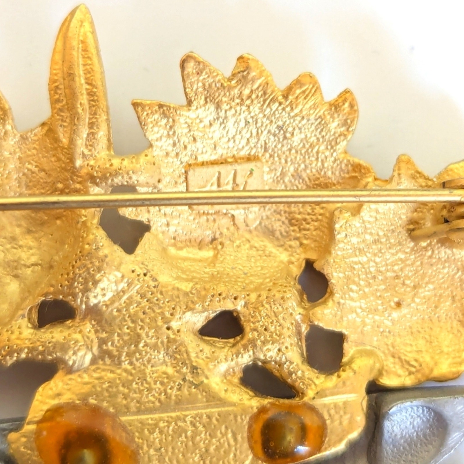Vintage Estate Signed AAI Gardener Wheelbarrow Sunflowers Gardening Brooch