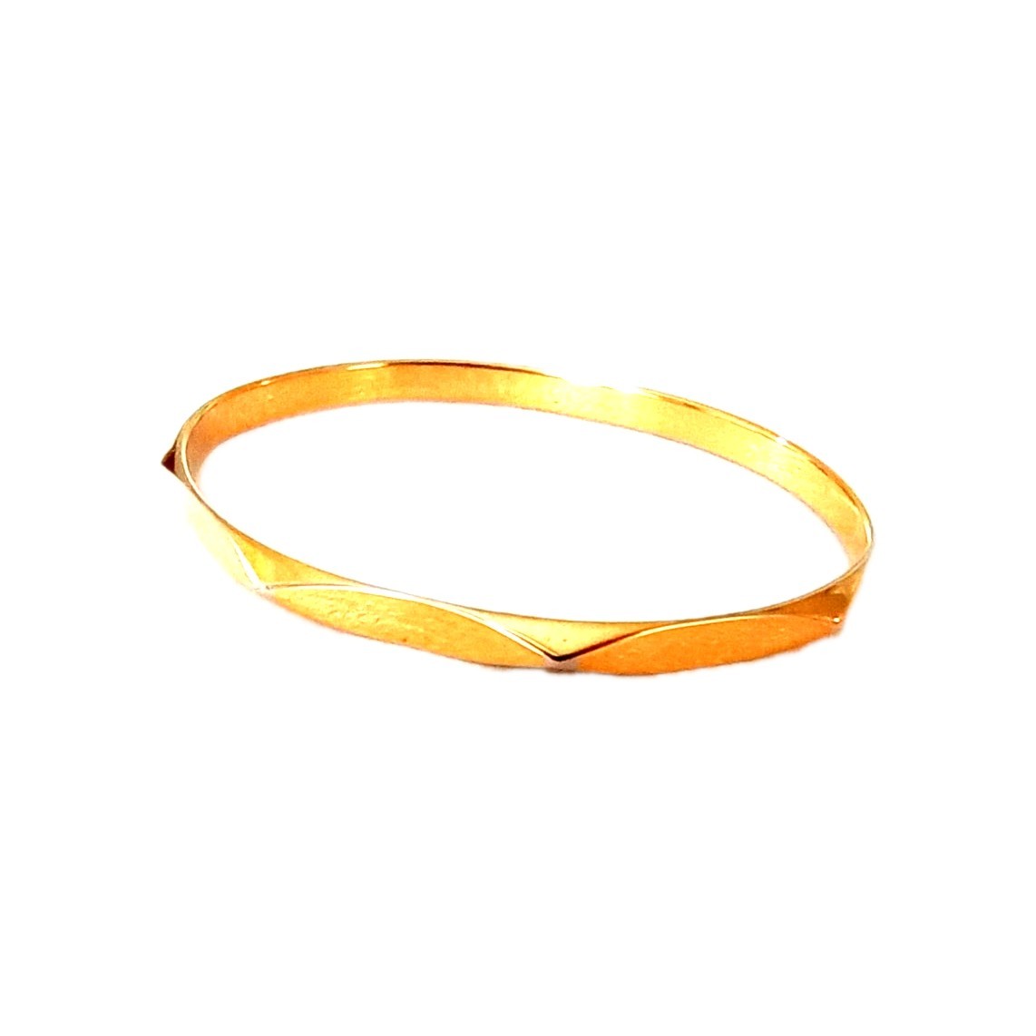 Vintage Monet Faceted Bangle Bracelet Polished Gold Tone 7 1/2 in