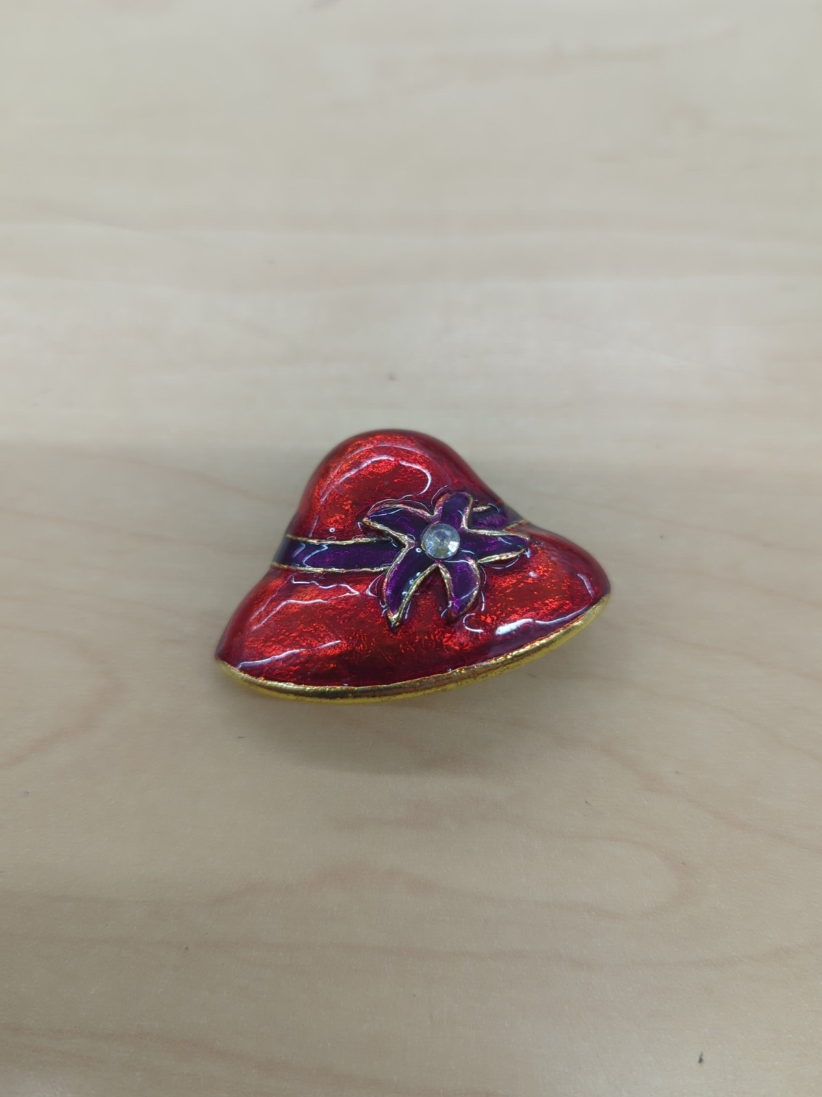 Vintage Red And Purple Enamel Crystal Rhinestone Red Hat Society Fashion Brooch