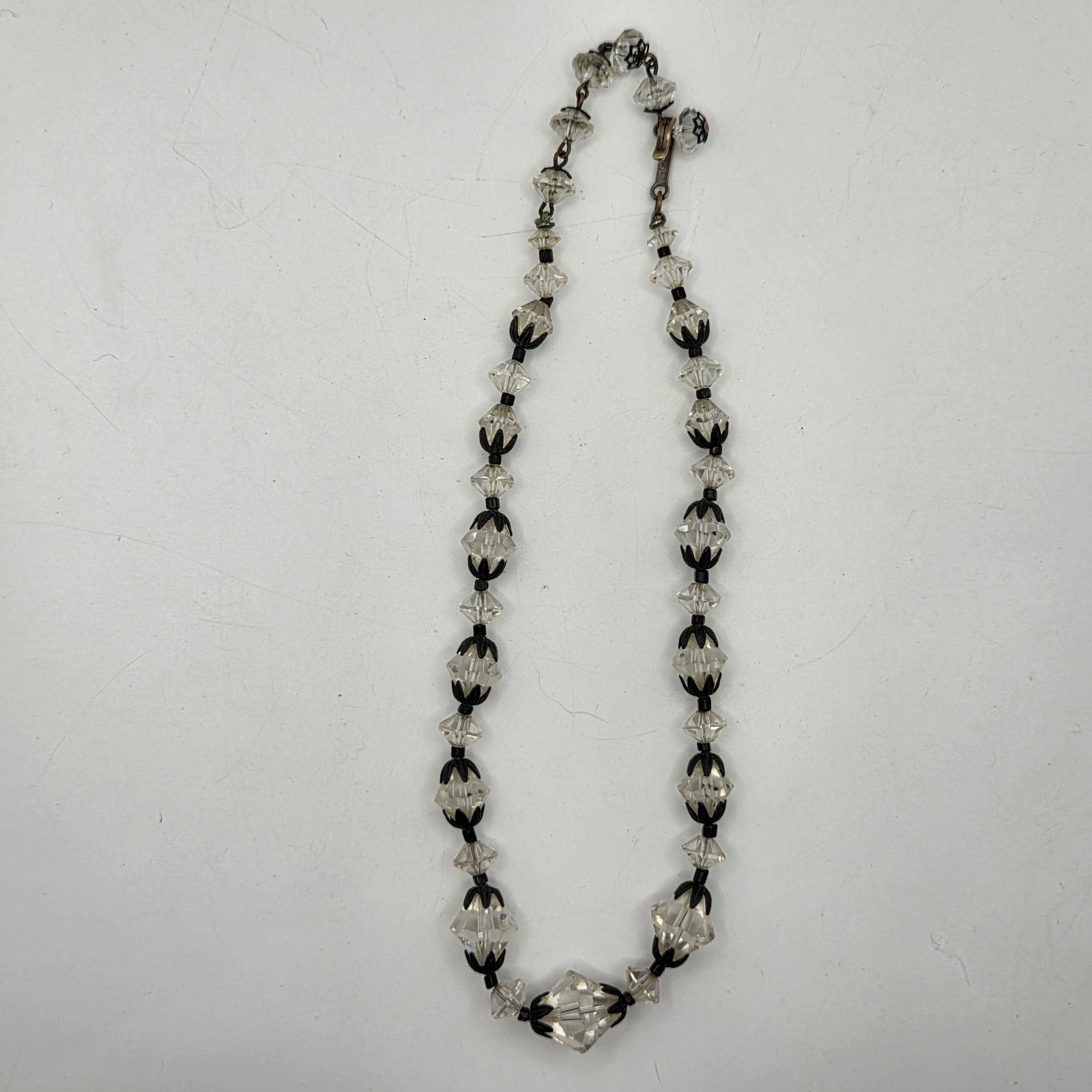 Vintage Signed Laguna Necklace With Faceted Crystals 15″ Choker