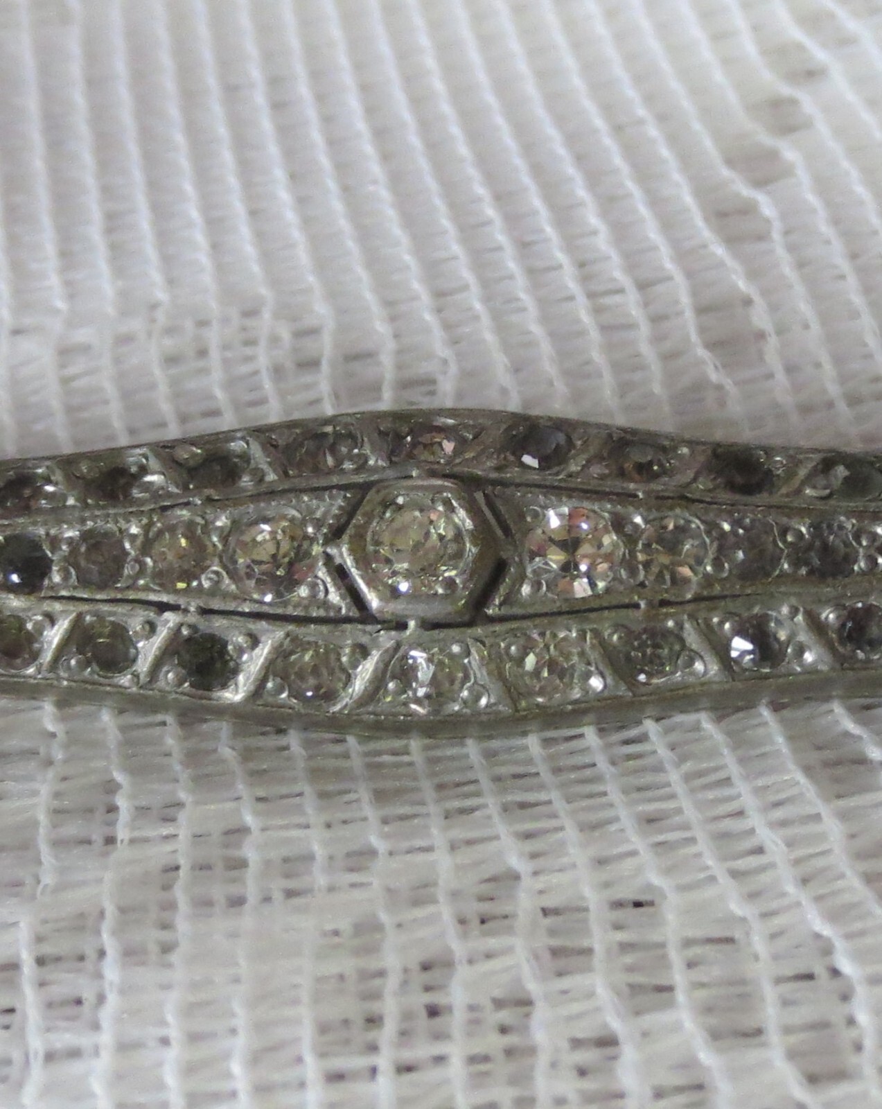 RHINESTONE BROOCH 1910’s EDWARDIAN with 57 Stones Antique Silverite 13 FISHSON