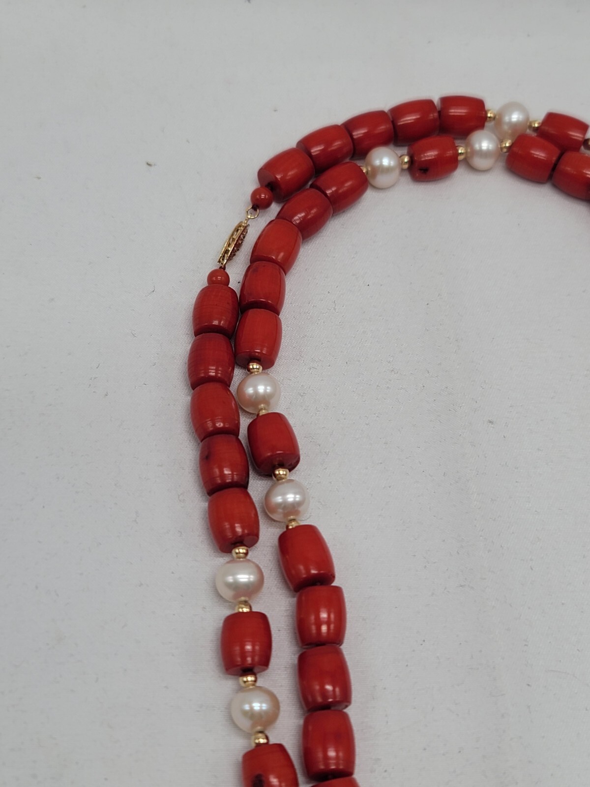14K GSJ Necklace Pearl Red Coral Extra Long 49 Inches New In Box HSN JEWELRY