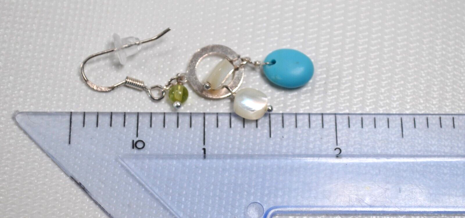Silver Tone 925 Hook Dangle Pierced Earrings 1.78″