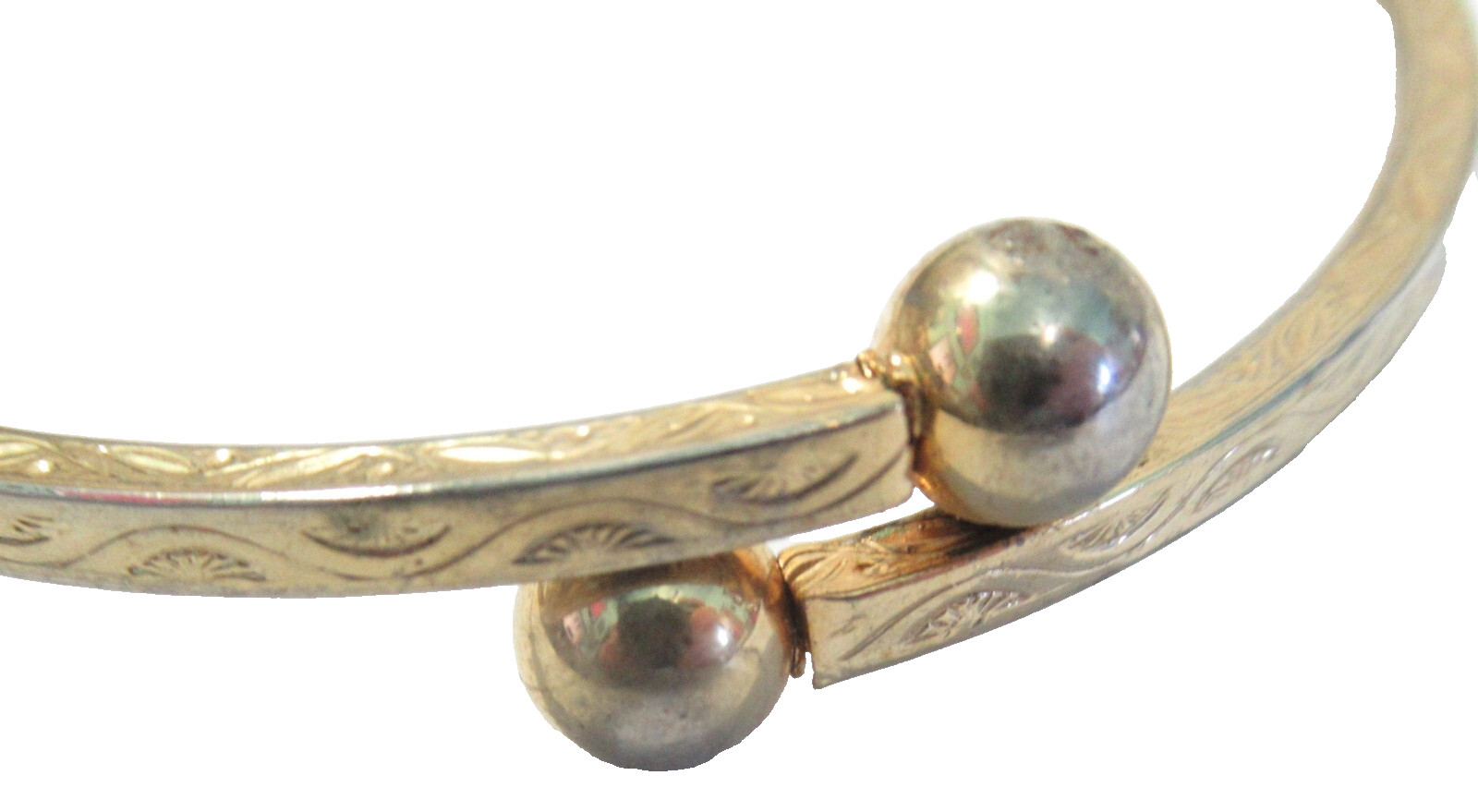 Gold Tone Bangle Bracelet Etched Design Vintage