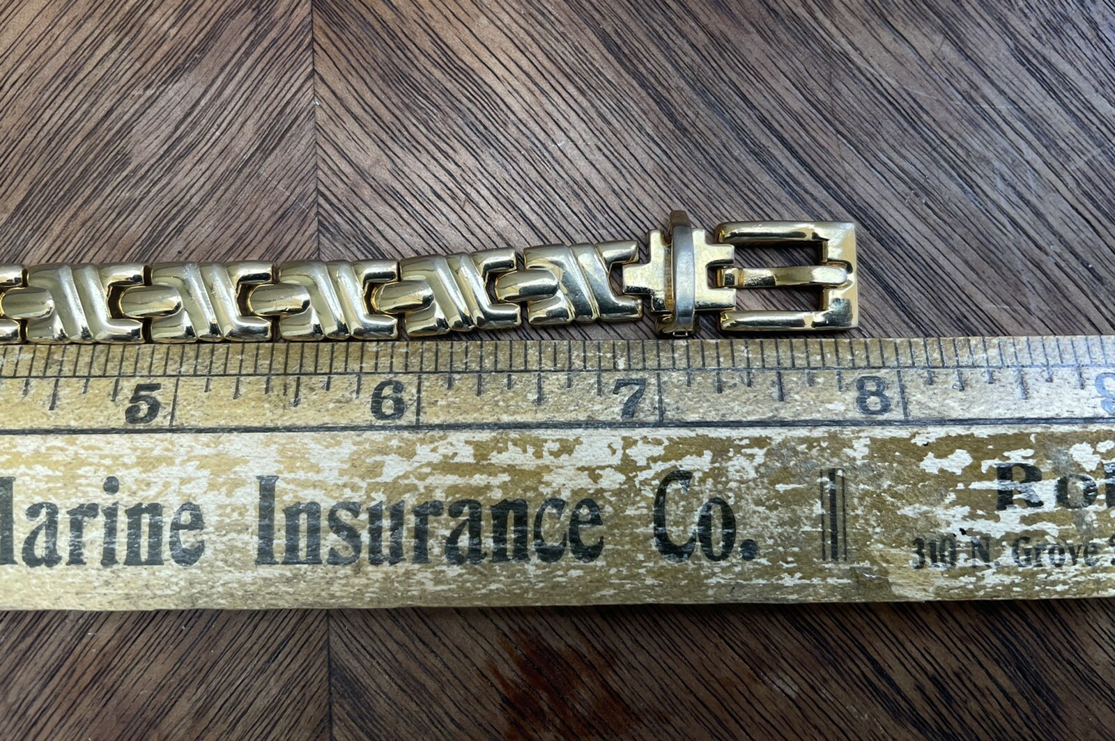 Vintage Bracelet Belt Buckle Gold Tone Link Adjustable Closure Magnetic Jewelry