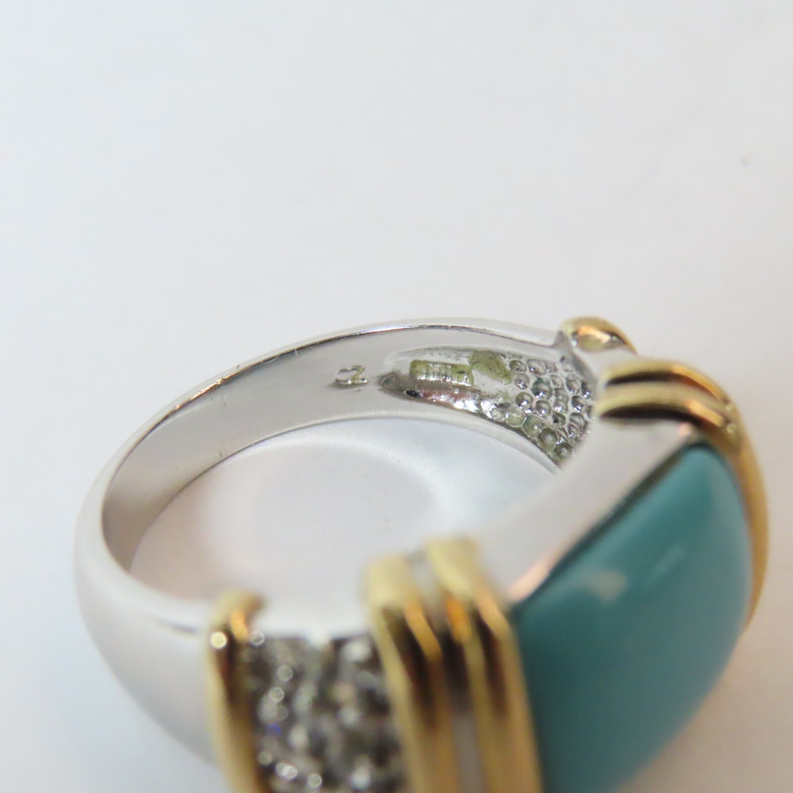 Vintage Turquoise 14k Gold Vermeil Goshenite Beryl Sterling Silver Ring