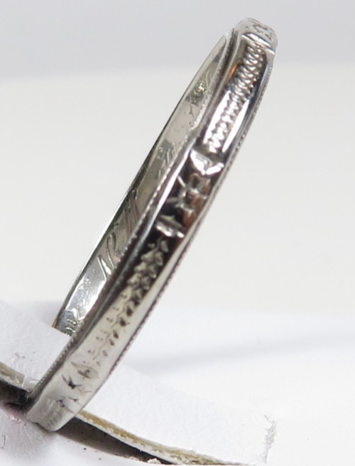Antique Art Deco Mfg L 18KW Wedding Band Ring Size 7 UK-N1/2 width 2.13 MM 1920s