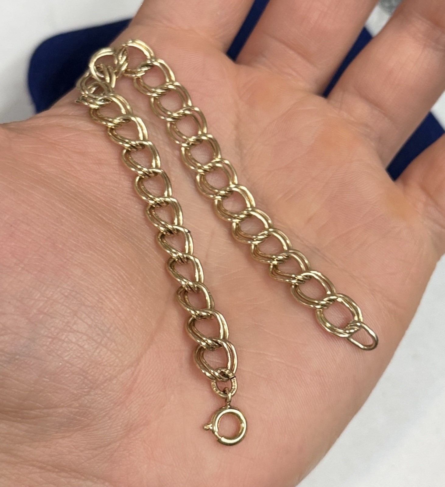 12k Gold Filled Cuban Double Link Bracelet 7” 8g Gf Vtg 8.4mm