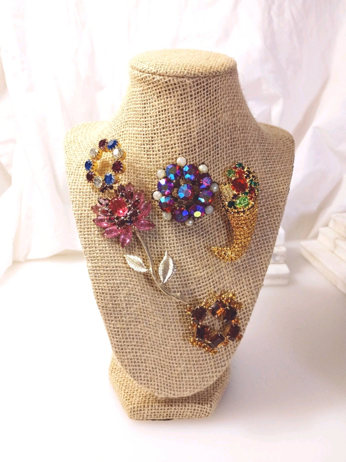 Rhinestone Brooch Vintage Jewelry Lot of 5 Brooches