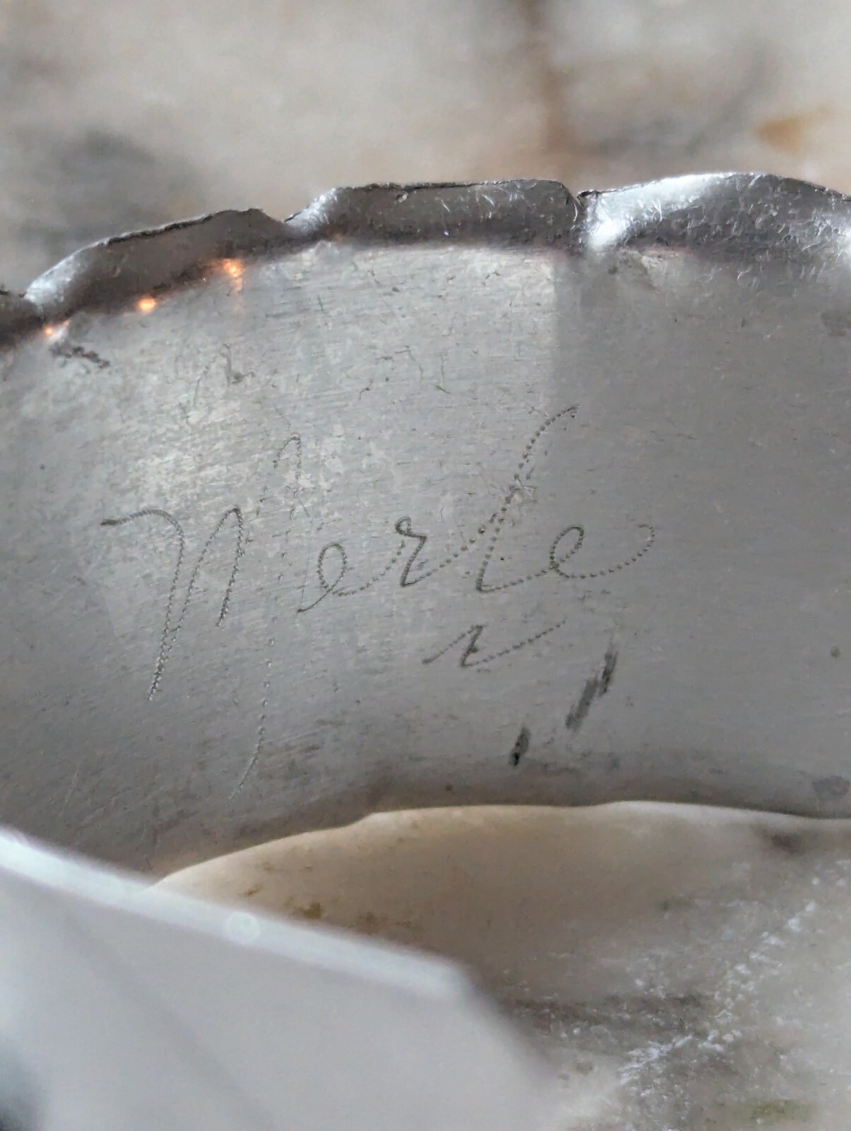 Vtg Merle House Metalwork Aluminum Cuff Bracelet Statement Artisan Jewelry USA