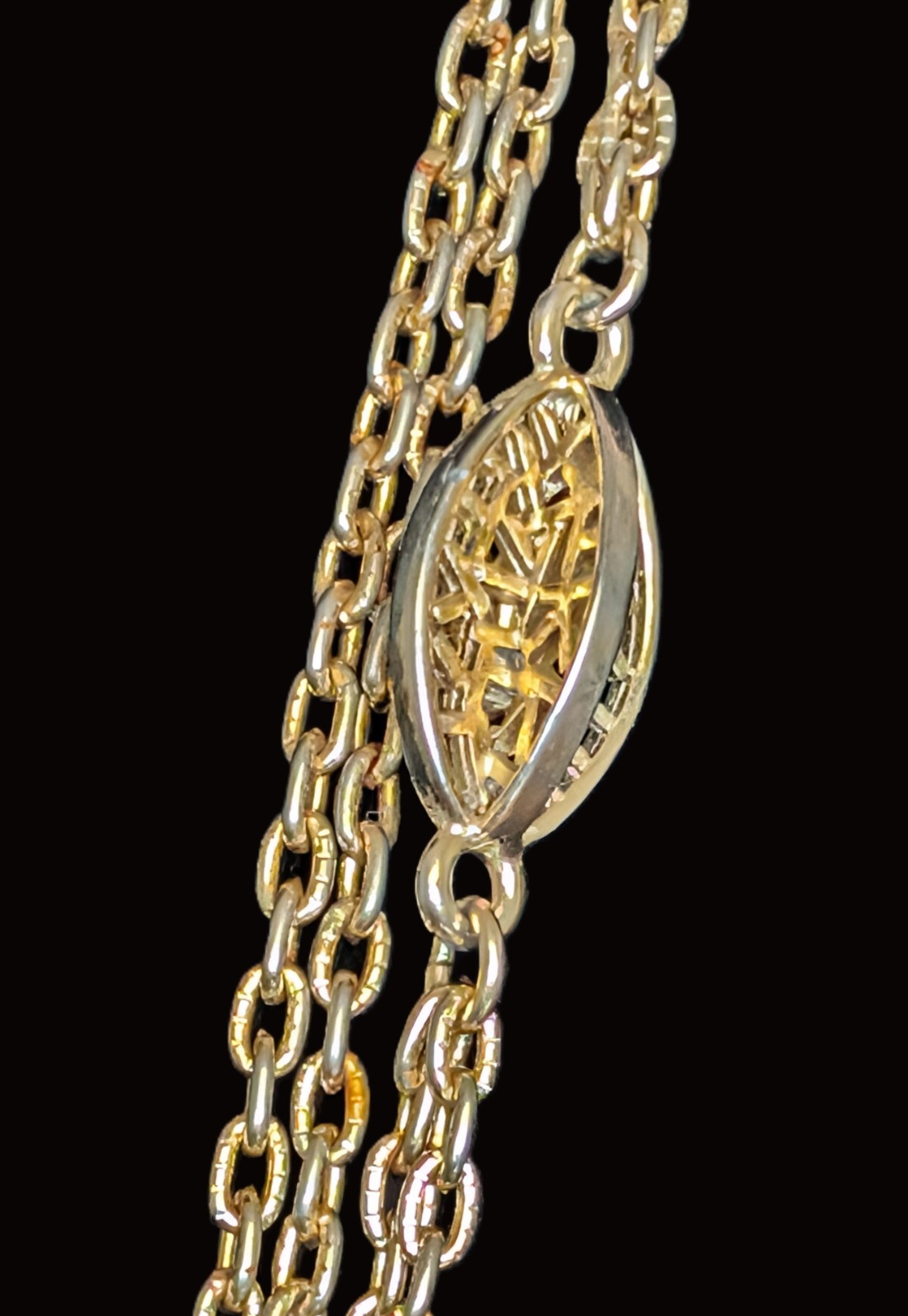 Vintage Monet Gold Tone 54″ Chain with Fancy Filigree Links