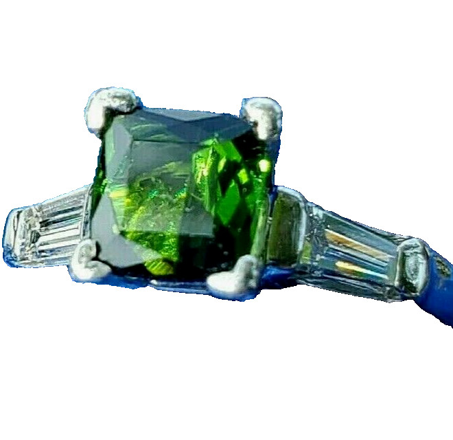 EARTH MINED TOURMALINE DIAMOND Deco Engagement Ring ORIGINAL PLATINUM Solitaire