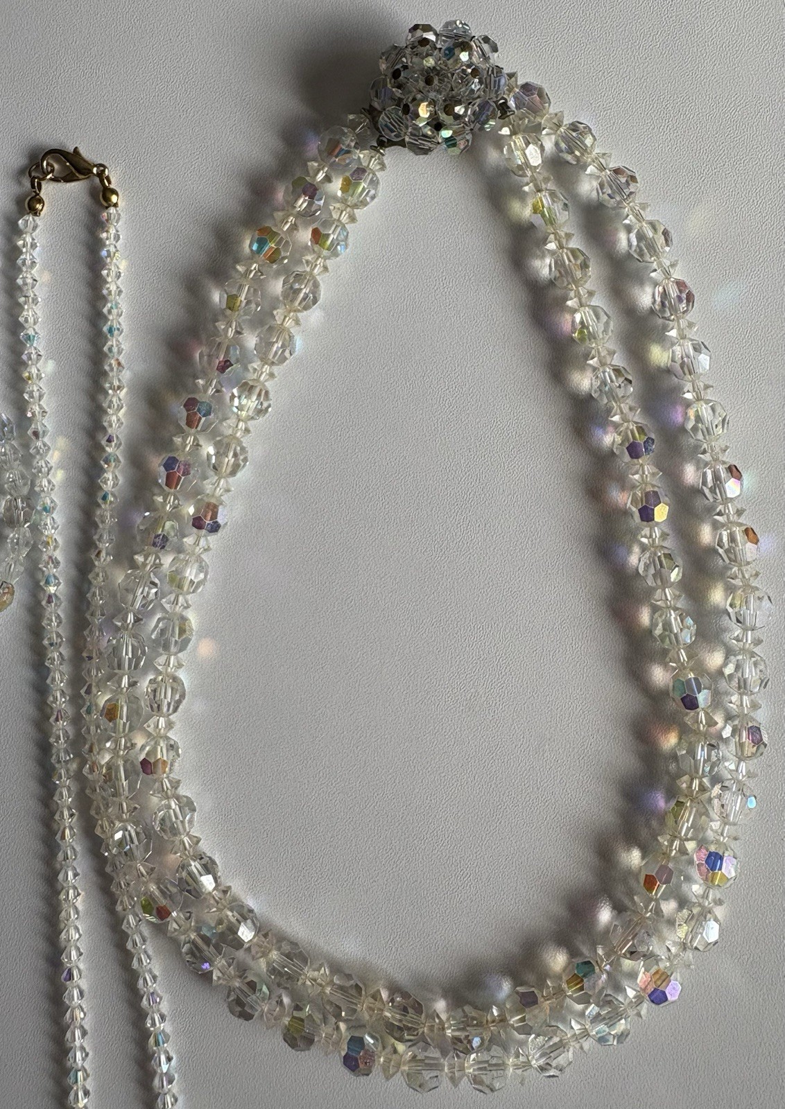 Vintage Crystal Aurora Borealis Necklace Bracelet Earrings Brooch Pin Ring Lot