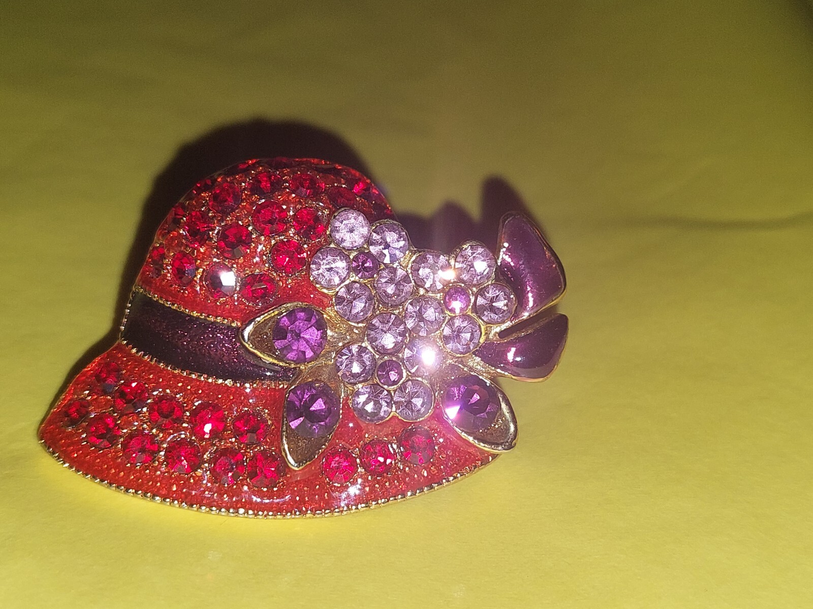 Red Jeweled Hat Brooch