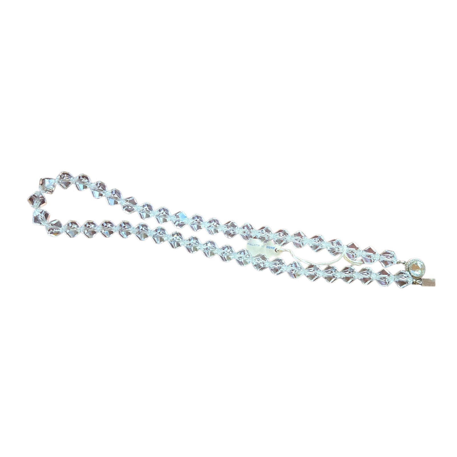 Vtg Austrian Crystal Glass Necklace Multi-faceted Bicone Beads Wedding Formal