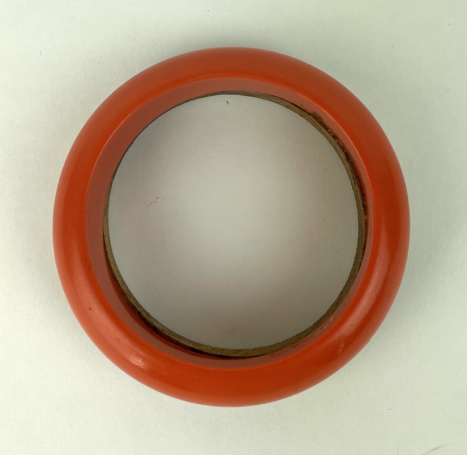 Vintage 1950’s 60s Lucite and Wood Orange Bangle Bracelet 3.25″ Diameter