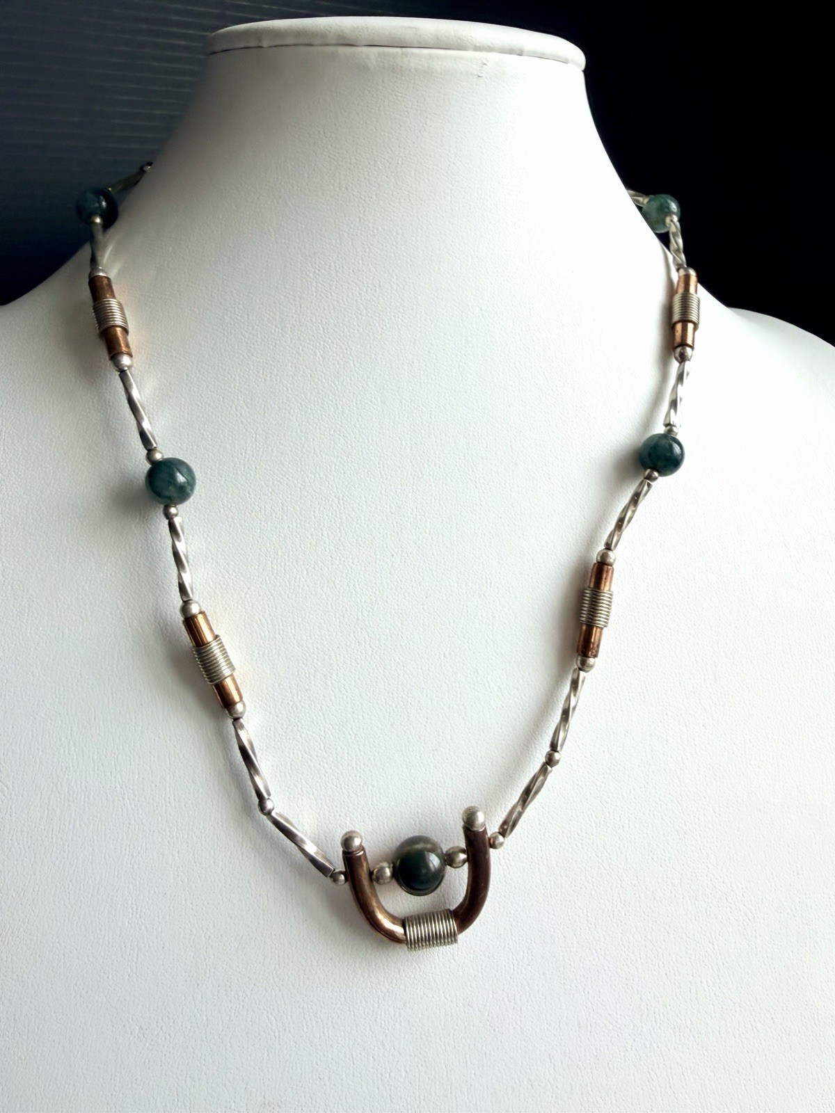 Los Castillo 925 Silver & Copper Vintage Unique Necklace 18” MCM RARE! BG