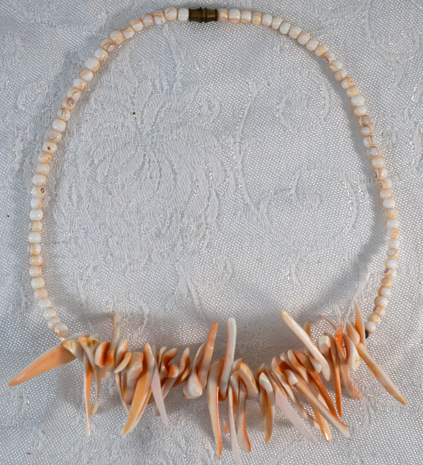 Vintage Shell Necklace Pieces and Beads 15.5 inches long