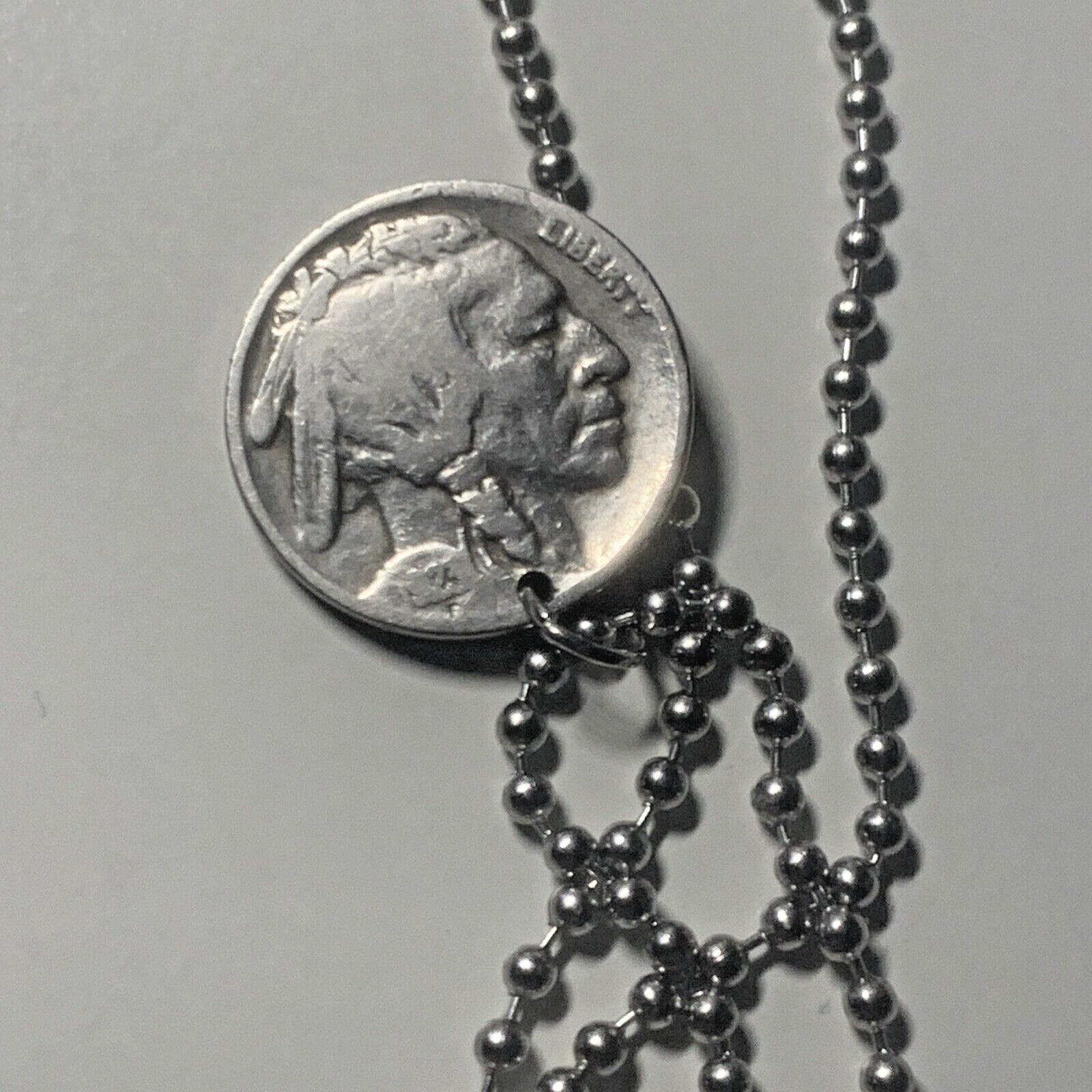Vintage Buffalo Native Nickel Necklace Chief Coin Pendant Great Gift 🎁 A1