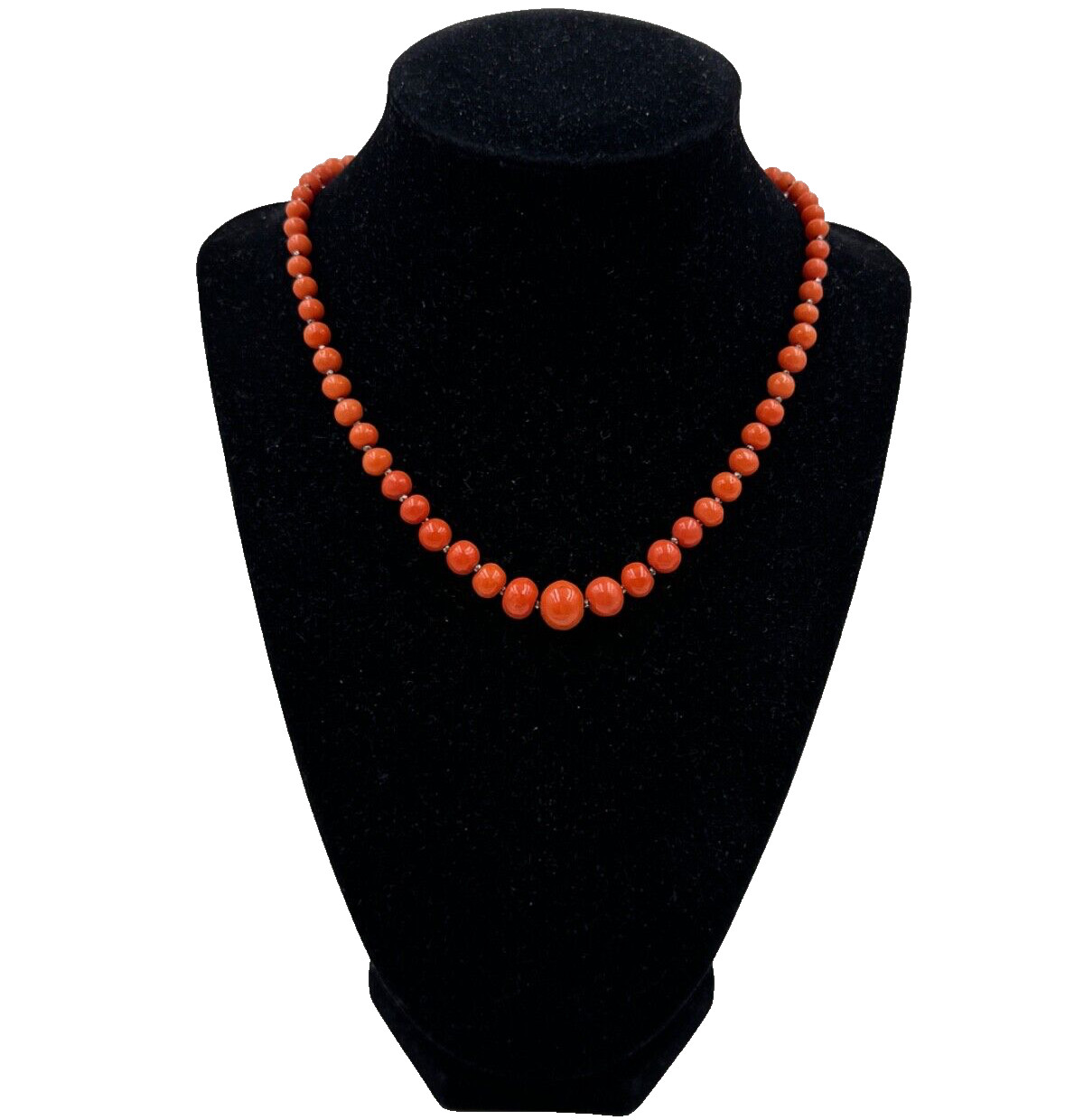 ANTIQUE OLD VICTORIAN NATURAL GENUINE CORAL NECKLACE 1 STRAND CHOKER STERLING SL