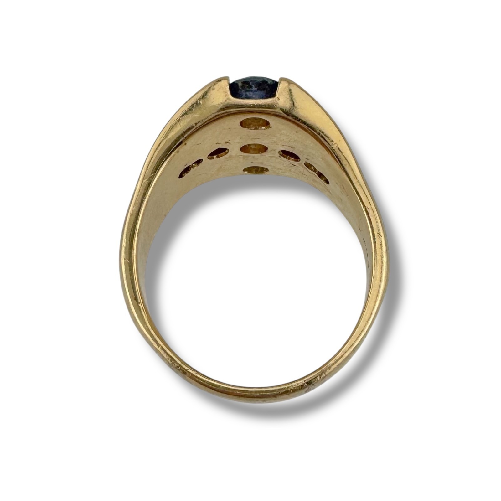 Vintage 14k Yellow Gold 0.53ct. Old European Cut Diamond Sapphire Ring 10.66g
