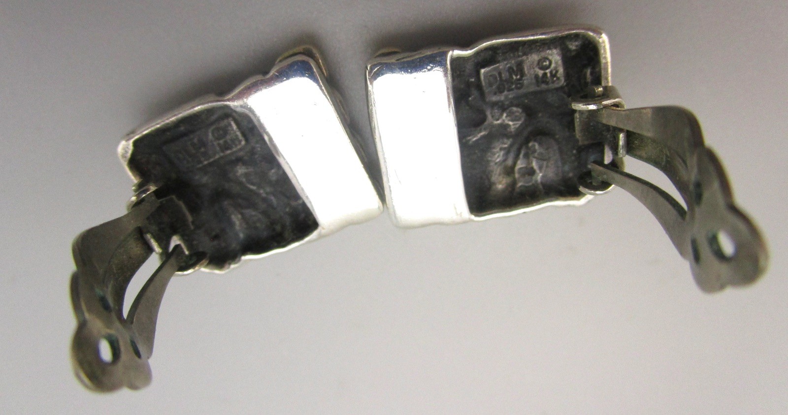 LOVELY DIAN MALOUF STERLING SILVER 14K JAGUAR CLIP ON EARRINGS 19.4G