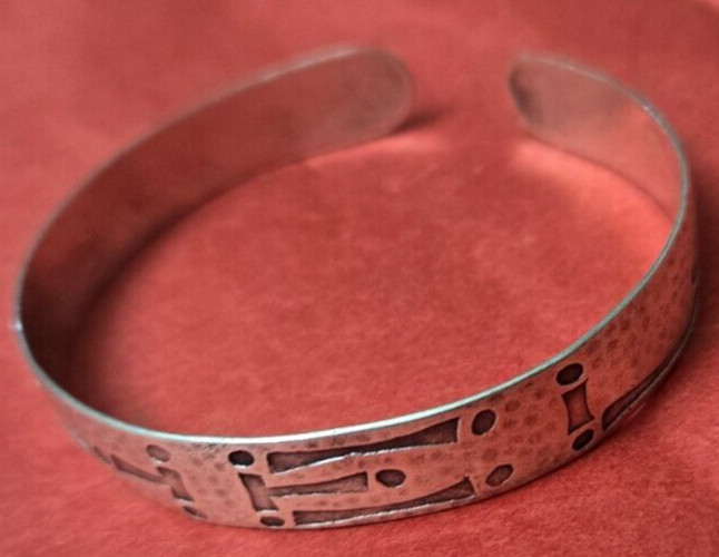 VTG 925 Sterling Silver WOHELO Campfire Girl Cuff Bracelet Etched 1/2 Inch 16g