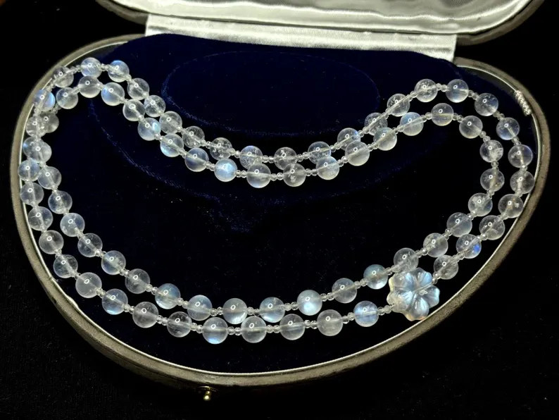 necklace moonstone rock crystal Art Deco style