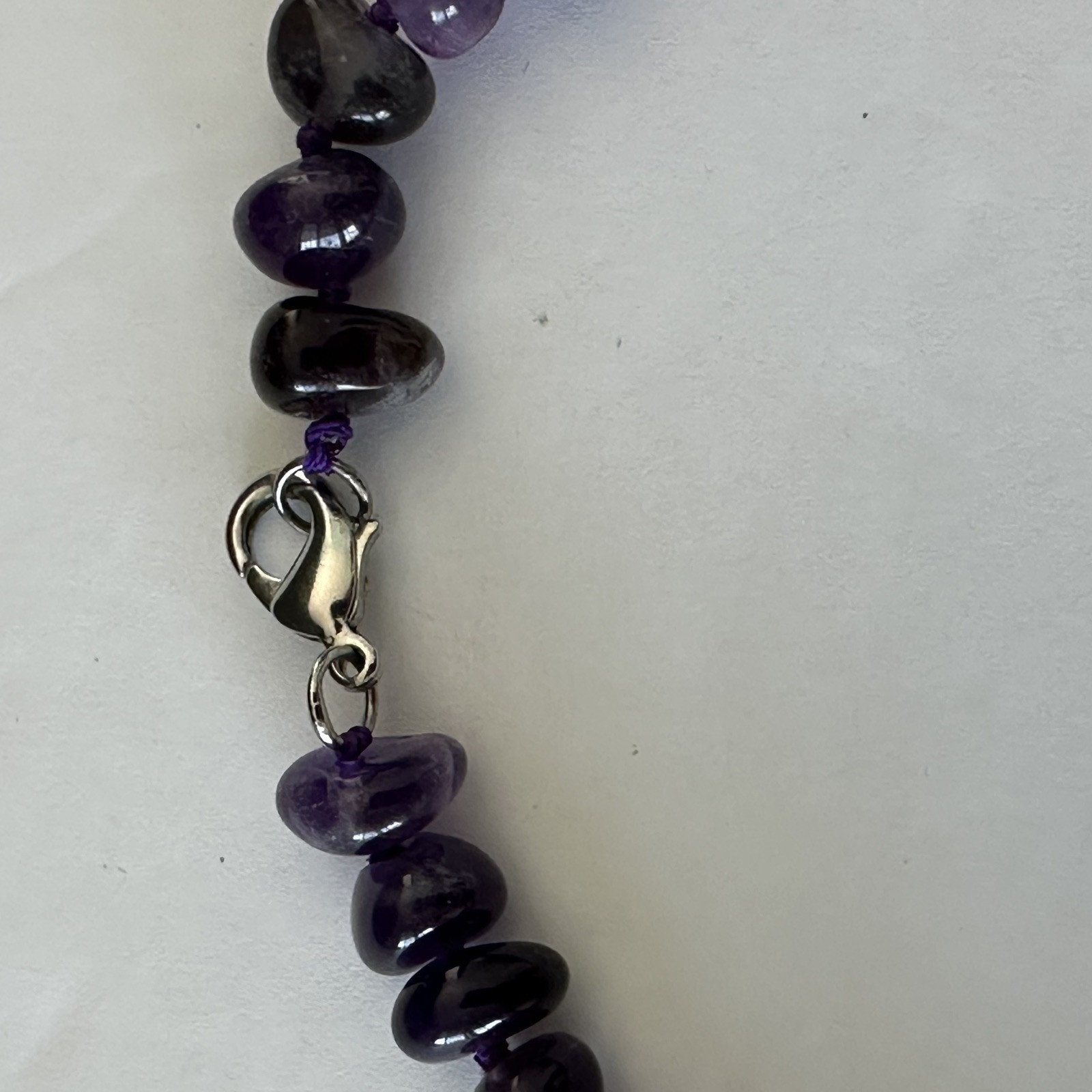 Polished Gem Amethyst Chips 34″ Necklace & Beaded Knotted 18″ Amethyst Necklace