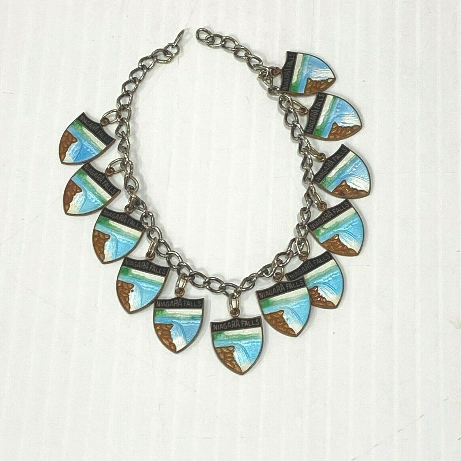 Vintage Charm Bracelet Niagara Falls Souvenir Shield Travel Memorabilia Jewelry