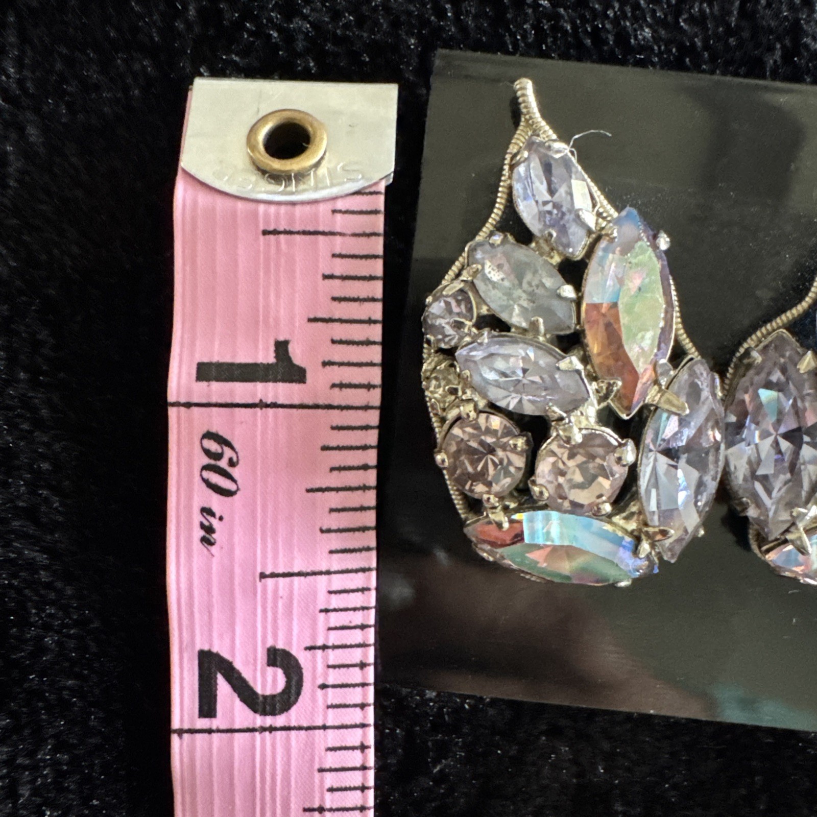 Vintage La Roco Signed Clear Rhinestone Butterfly Wing Clip On Earrings