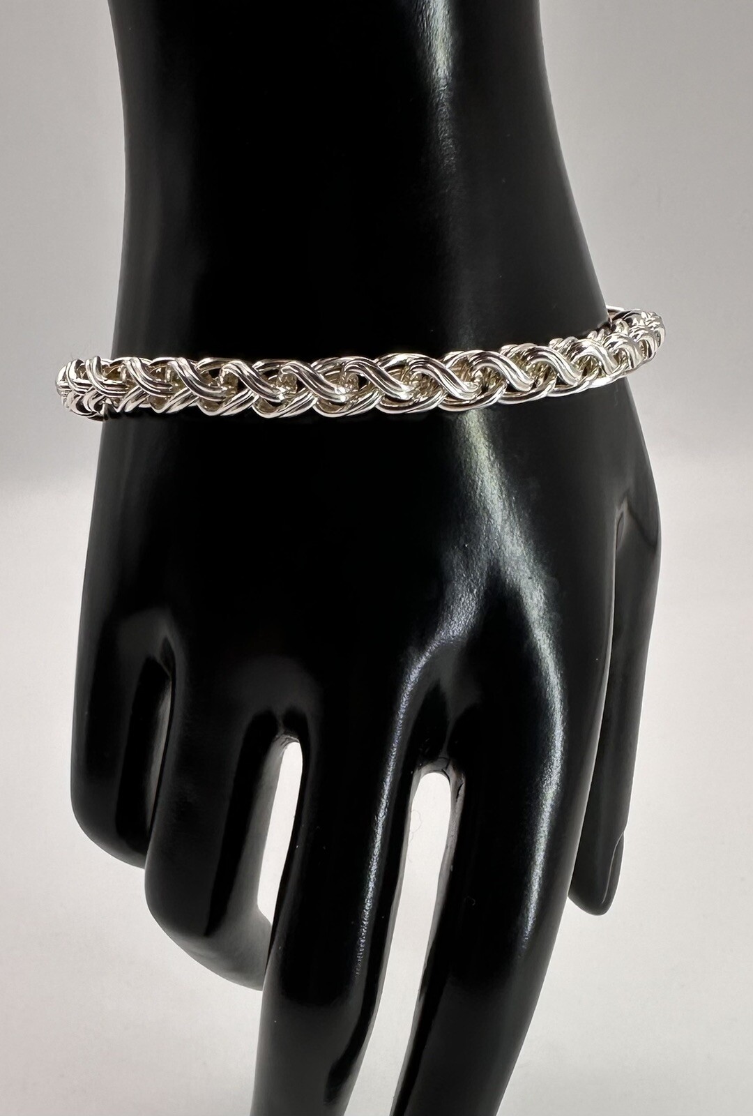 Vintage Silvertone Metal Wheat Spiga Chain Men Women Bracelet 5 mm Size 7.1/4￼