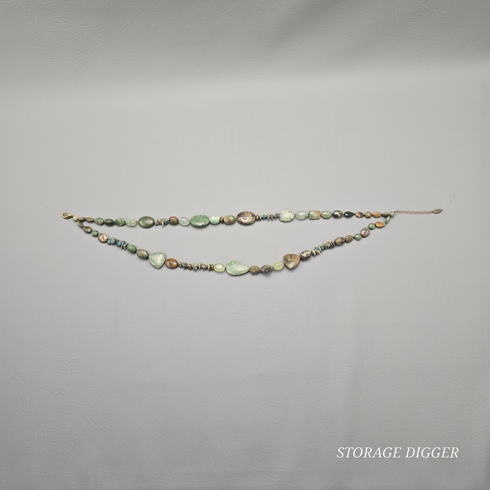 VTG Coldwater Creek Double Strand Beaded Necklace Gold Tone Green Mixed Stone