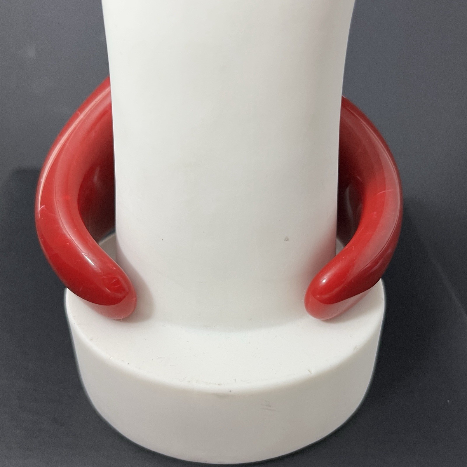 Red Lucite Cuff Bracelet Wide Chunky Statement Spiral Nautilus Shell Modernist