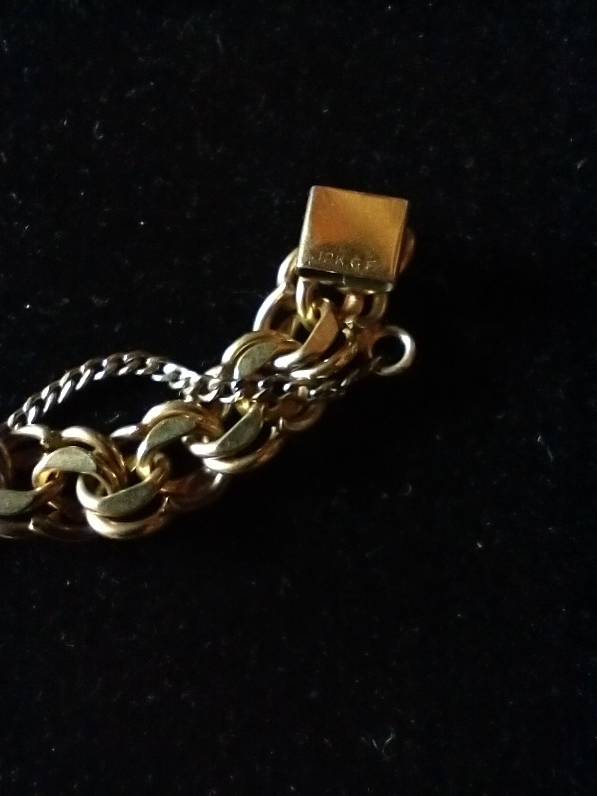 Vtg 12K GF Heavy Double Link Bracelet Safety Chain Locking Clasp 7.5″ 12.8g