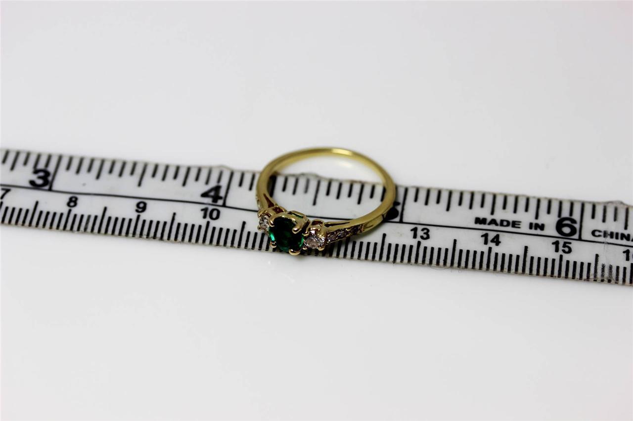 18K Yellow Gold 1/2ct Vivid Green Natural Emerald .35ctw Diamond Ring 6.5 – 5260
