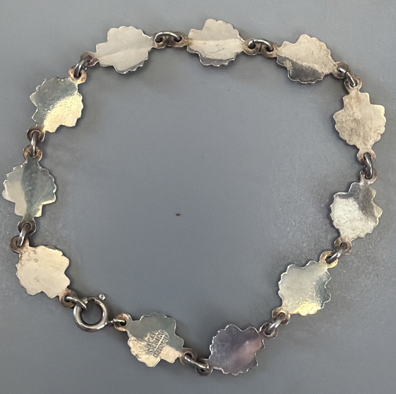 VOLMER BAHMER Denmark Sterling Silver 925 Lime Green Enamel SeaShell Bracelet